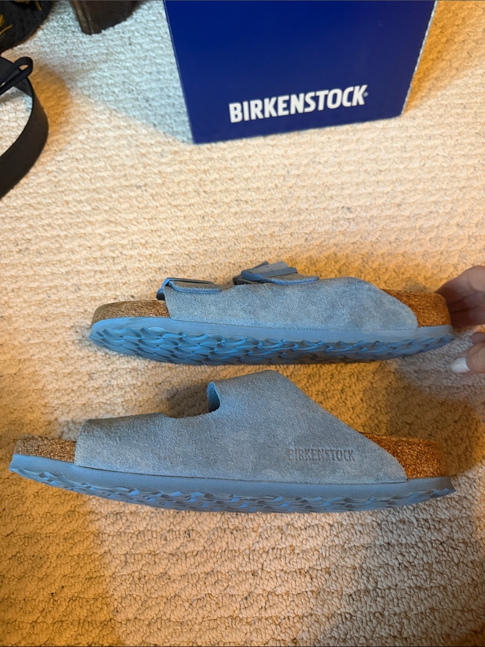 Birkenstock Sky Blue Suede Arizona Sandals - Picture 10 of 12